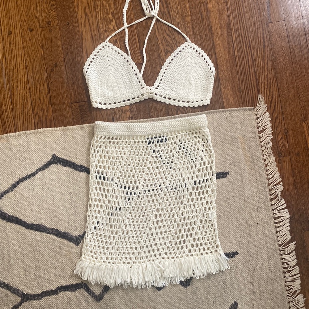Crochet Coverup Set in White - Picture 3 of 3